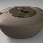 金工 三代 畠春斎 茶釜 流水文四方釜