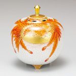 九谷焼 福田良則 4号香炉 赤絵鳳凰