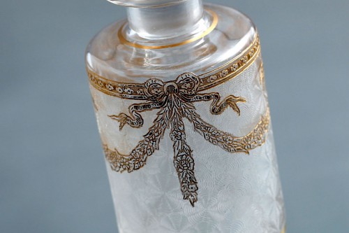 1870年頃 バカラ（仏） 腐食・エナメル金彩 クリスタルガラスの香水瓶 14.3cm