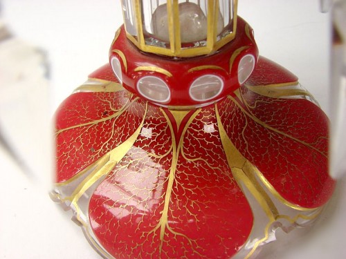 ボヘミアガラス モーゼル 花瓶 Cased Mantle Luster Unusual Double Overlay