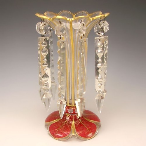 ボヘミアガラス モーゼル 花瓶 Cased Mantle Luster Unusual Double Overlay