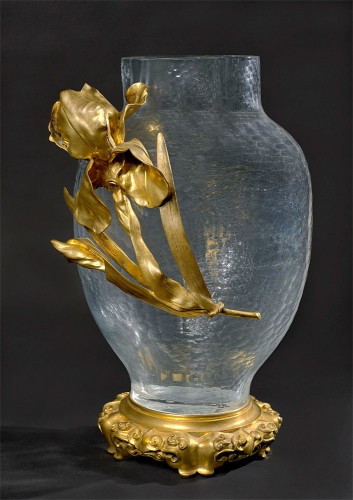 バカラ クリスタル & 金色ブロンズ装飾 花瓶