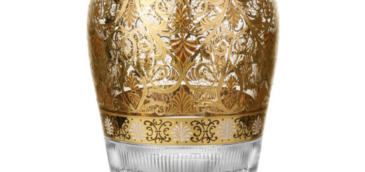 ボヘミアガラス モーゼル 花瓶 hand painted and gilded