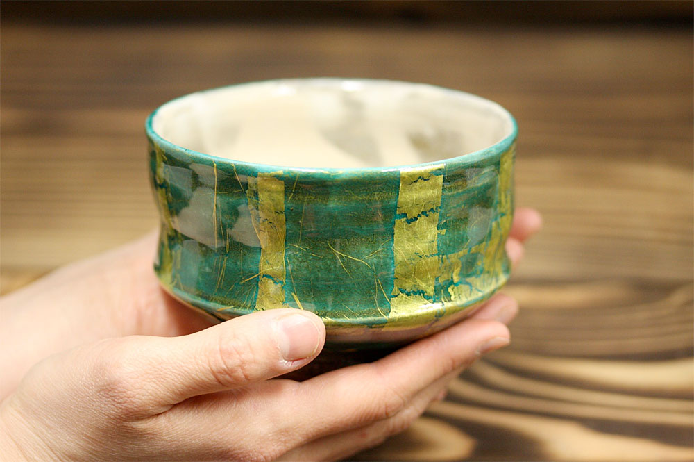 九谷焼 虚空蔵窯 抹茶碗 緑