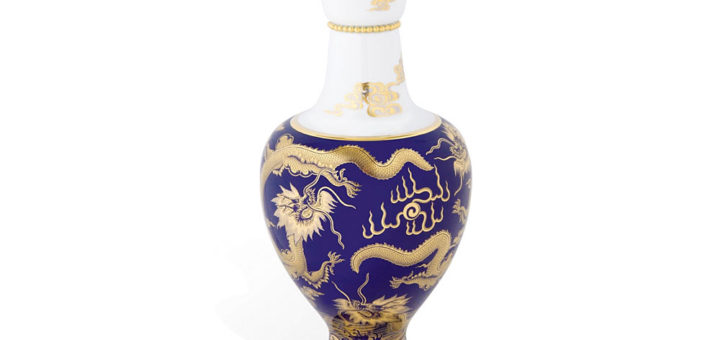 マイセン 花瓶 「金彩明ドラゴン」 ( MEISSEN® "Dragon" Vase with Border Decoration )