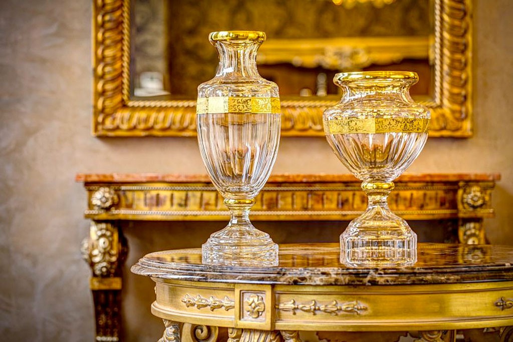 ボヘミアガラス モーゼル 花瓶 メラーノ ハンドカット ギルデッド ( Bohemian Glass Moser Merano 3206, Hand Cut and Gilded Vase )