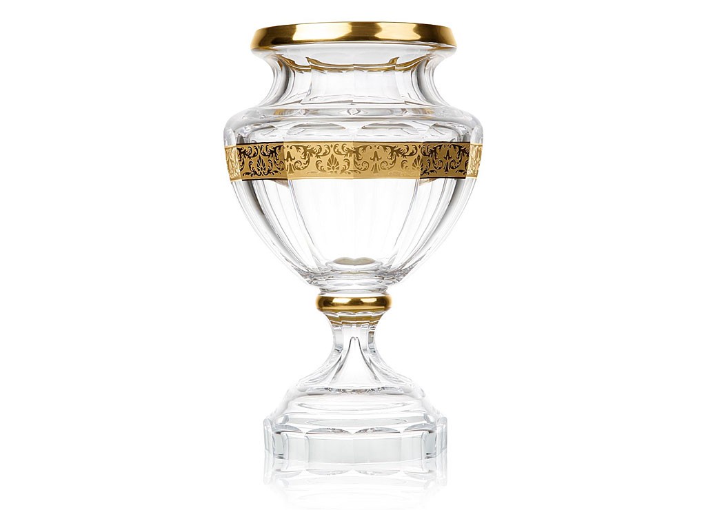 ボヘミアガラス モーゼル 花瓶 メラーノ ハンドカット ギルデッド ( Bohemian Glass Moser Merano 3206, Hand Cut and Gilded Vase )