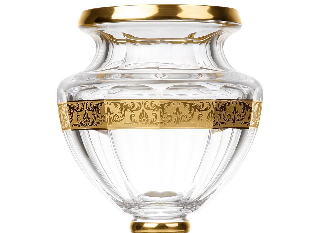 ボヘミアガラス モーゼル 花瓶 メラーノ ハンドカット ギルデッド ( Bohemian Glass Moser Merano 3206, Hand Cut and Gilded Vase )