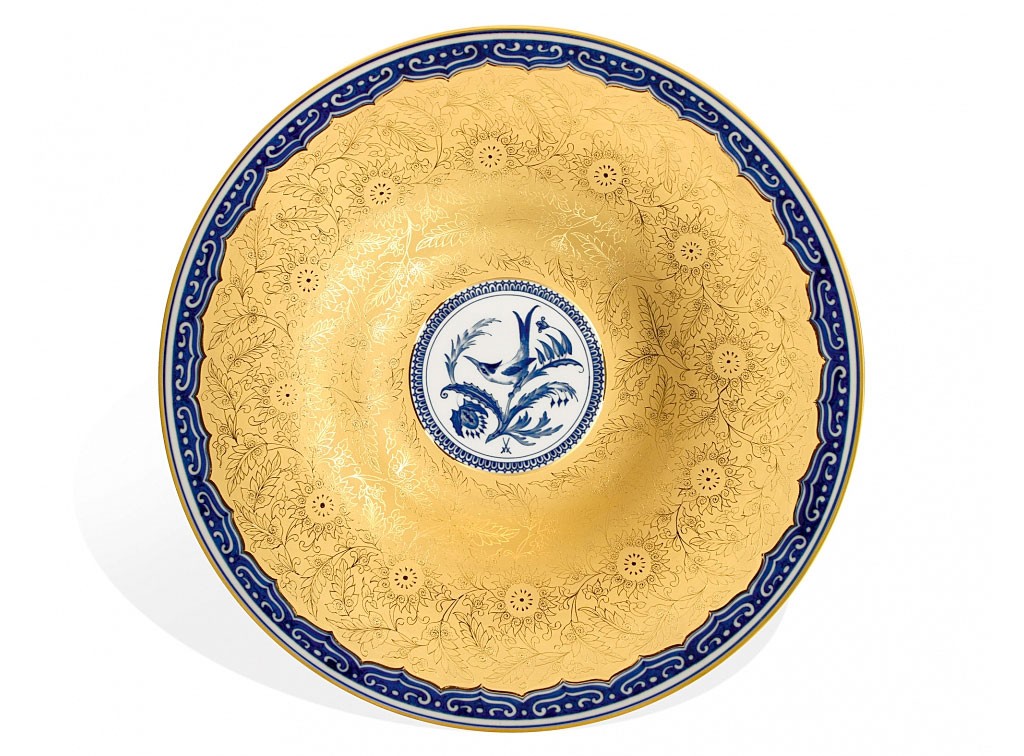 マイセン 大皿 「ハチドリ」 ( MEISSEN® "Hummingbird" dish in cobalt blue )