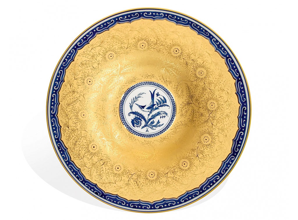 マイセン 大皿 「ハチドリ」 ( MEISSEN® "Hummingbird" dish in cobalt blue )