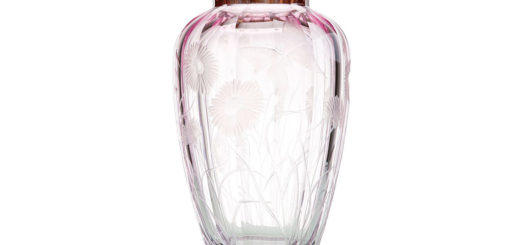 ボヘミアガラス モーゼル 花瓶 ブロッサミング メドウ 3290 ハンドカット ( Bohemian Glass Moser Blossoming Meadow 3290, Hand Cut and Engraved Underlay Vase )