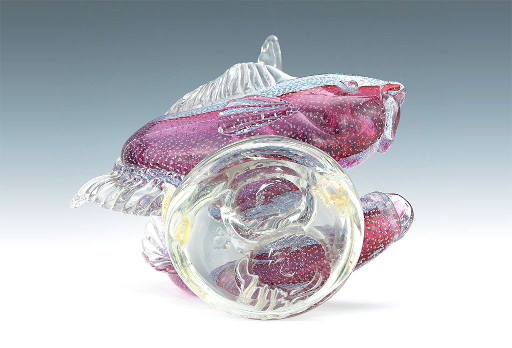 ヴェネチアガラス アルフレッド・バルビーニ オブジェ 二匹の魚 ( Venetian Glass Alfredo Barbini Glass Sculpture of Two Fish )