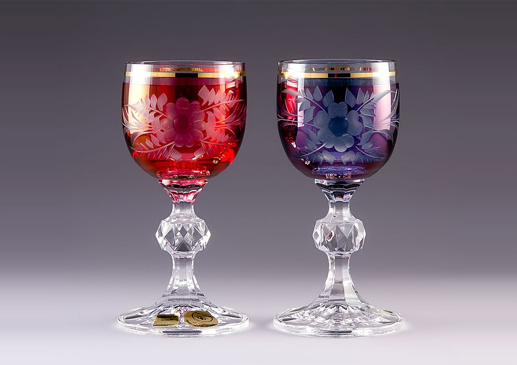 ボヘミアガラス カリガラス ワイン ペア ( Bohemian Glass Potash Glass Wine Pair )