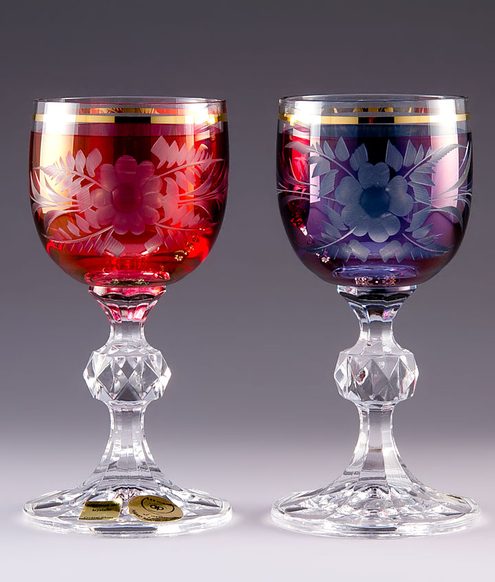 ボヘミアガラス カリガラス ワイン ペア ( Bohemian Glass Potash Glass Wine Pair )