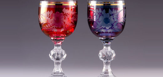ボヘミアガラス カリガラス ワイン ペア ( Bohemian Glass Potash Glass Wine Pair )