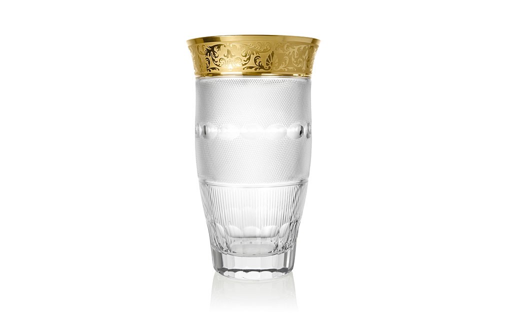 ボヘミアガラス モーゼル 花瓶 シルエット579/10160 ハンドカット ゴールド ( Bohemian Glass Moser Silhouette 579/10160, hand cut and gilded vase )