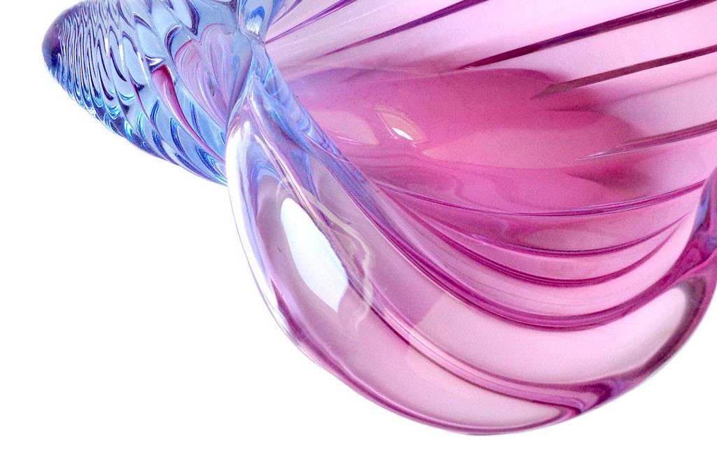 ヴェネチアガラス アルフレッド・バルビーニ オブジェ 貝殻彫刻 ブルー＆パープル ( Venetian Glass Alfredo Barbini Blue and Purple Conch Shell Sculpture )