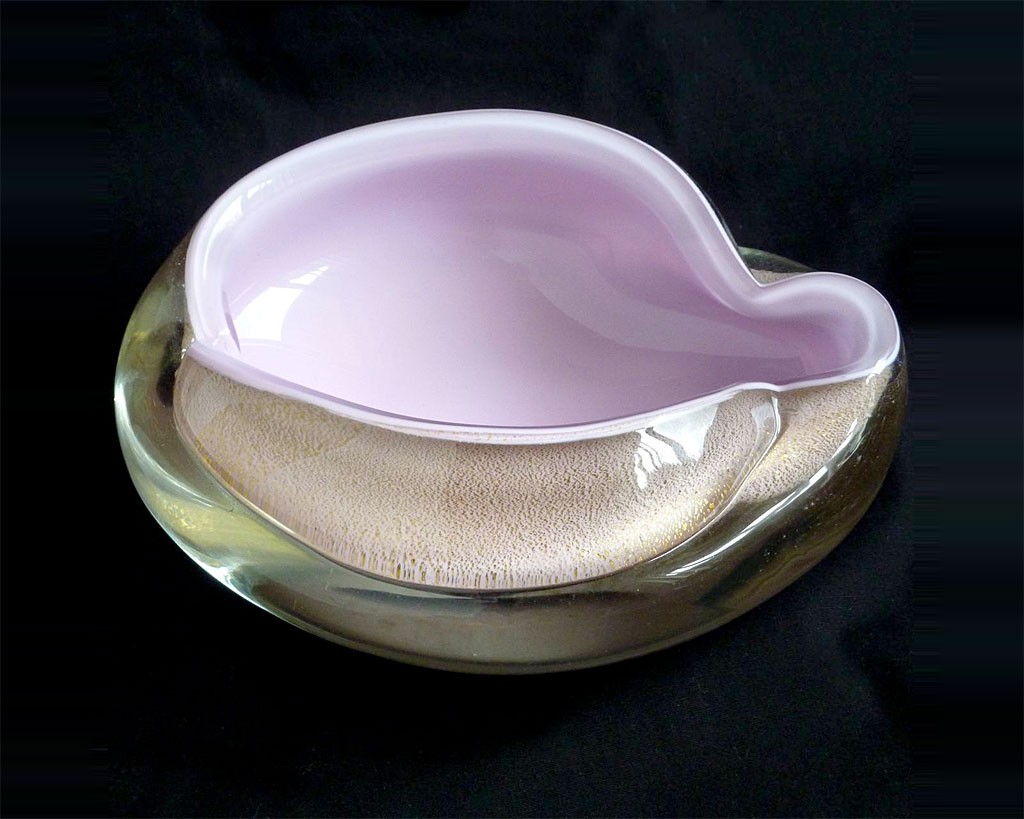 ヴェネチアガラス アルフレッド・バルビーニ ボウル ラベンダー ( Venetian Glass Alfredo Barbini Lavender Bowl )