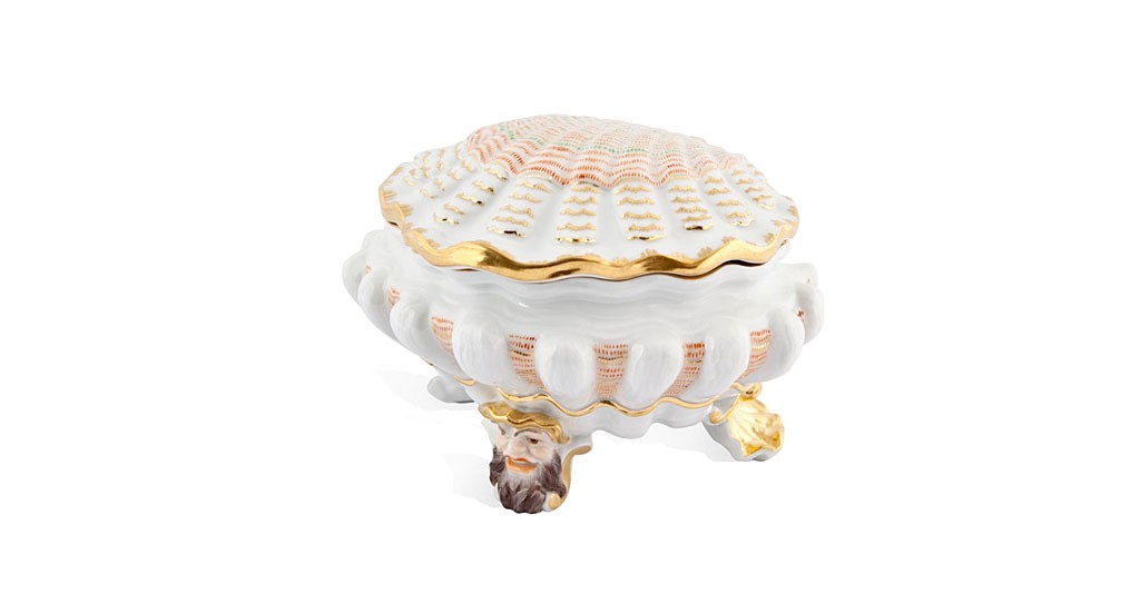 マイセン スパイスボックス 「スワンサーヴィス」 ( MEISSEN® Box In Polychrome And Gold )