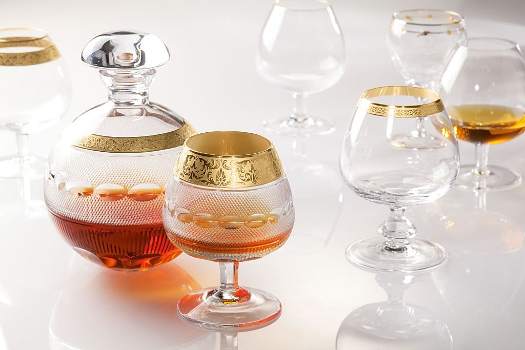 ボヘミアガラス モーゼル ブランデーセットII 16520/10160/OP ( Bohemian Glass Moser Brandy set II 16520/10160/OP, luxury 3 pcs gift set )