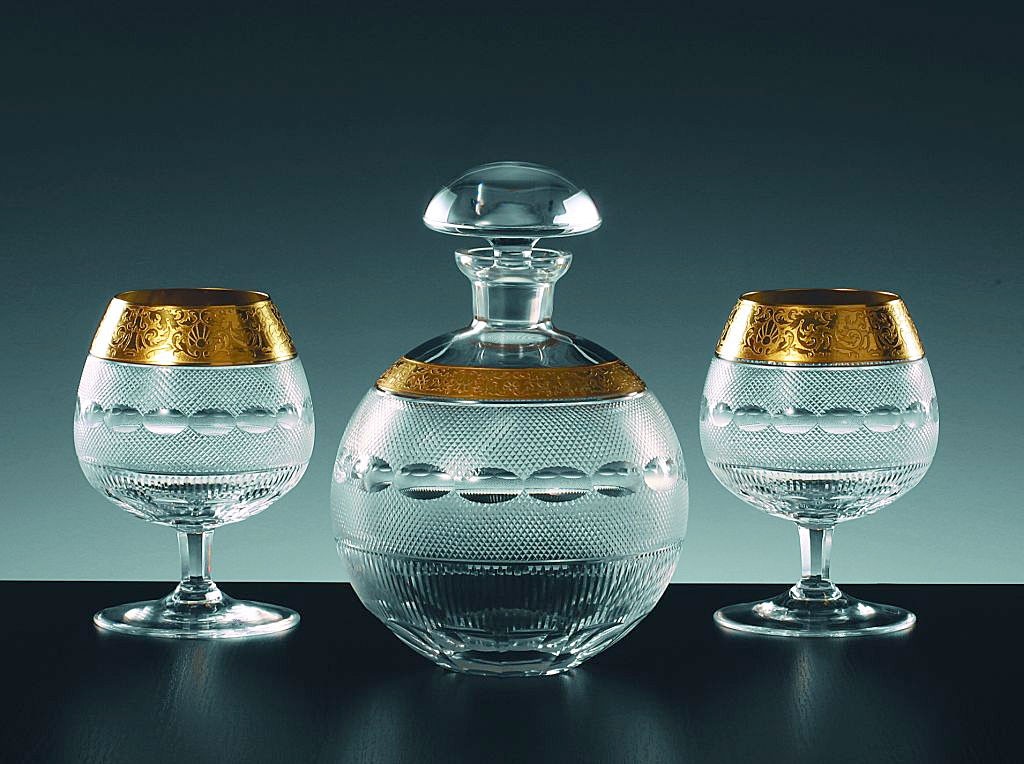 ボヘミアガラス モーゼル ブランデーセットII 16520/10160/OP ( Bohemian Glass Moser Brandy set II 16520/10160/OP, luxury 3 pcs gift set )