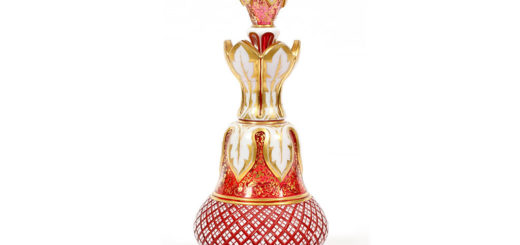 ボヘミアガラス 金彩 オーバーレイ 香水瓶 ( Bohemian Glass Enamel Overlay & Gilt Glass Perfume )