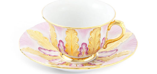 マイセン カップ＆ソーサー リミテッドエディション ピンク＆ゴールド ( Meissen Cup and Saucer, Staffage Purple and Gold, Limited Masterpieces )