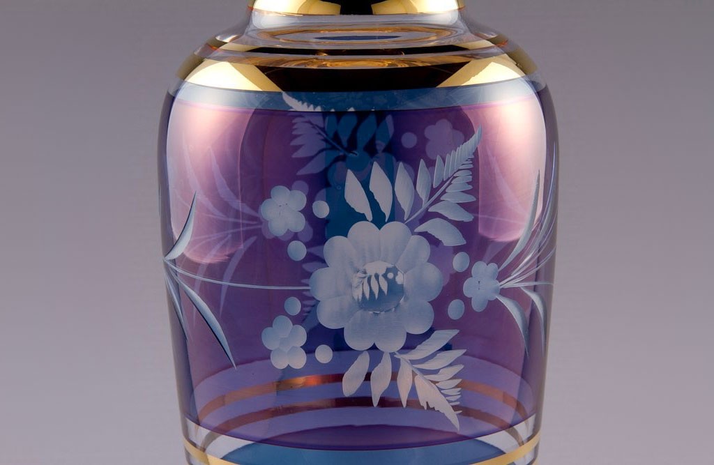 ボヘミアガラス カリガラス 花瓶 青 ( Bohemian Glass Potash Glass Vase Blue )