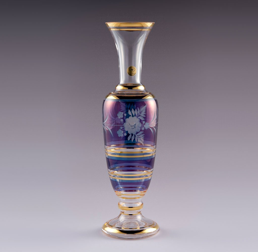 ボヘミアガラス カリガラス 花瓶 青 - CRAFTS DESIGN