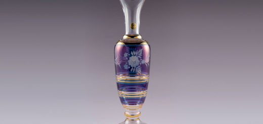ボヘミアガラス カリガラス 花瓶 青 ( Bohemian Glass Potash Glass Vase Blue )
