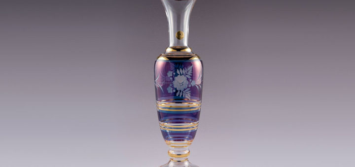 ボヘミアガラス カリガラス 花瓶 青 ( Bohemian Glass Potash Glass Vase Blue )
