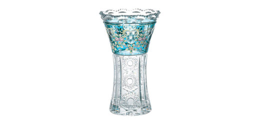 ボヘミアガラス ラスカ ブルーラスターローズ 花瓶 ( Bohemian Glass Laska Blue Luster Rose Vase )