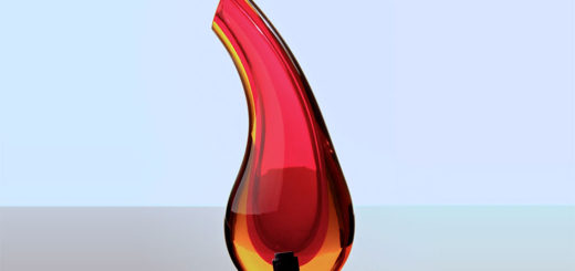 ヴェネチアガラス アントニオ・ダ・ロス 花瓶 レッド・イエロー ( Venetian Glass Antonio Da Ros Vase in Red and Yellow )