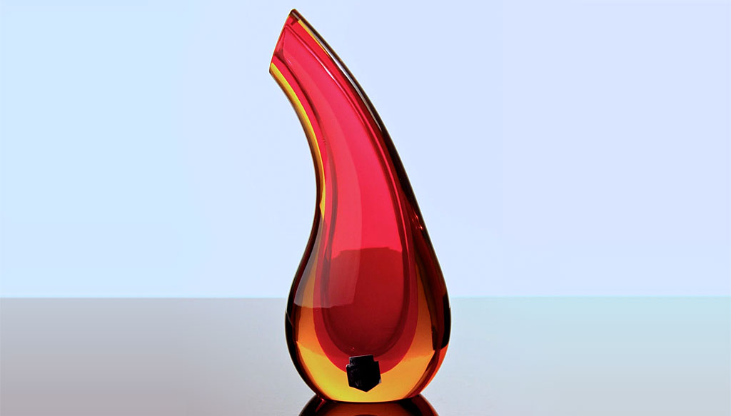ヴェネチアガラス アントニオ・ダ・ロス 花瓶 レッド・イエロー ( Venetian Glass Antonio Da Ros Vase in Red and Yellow )