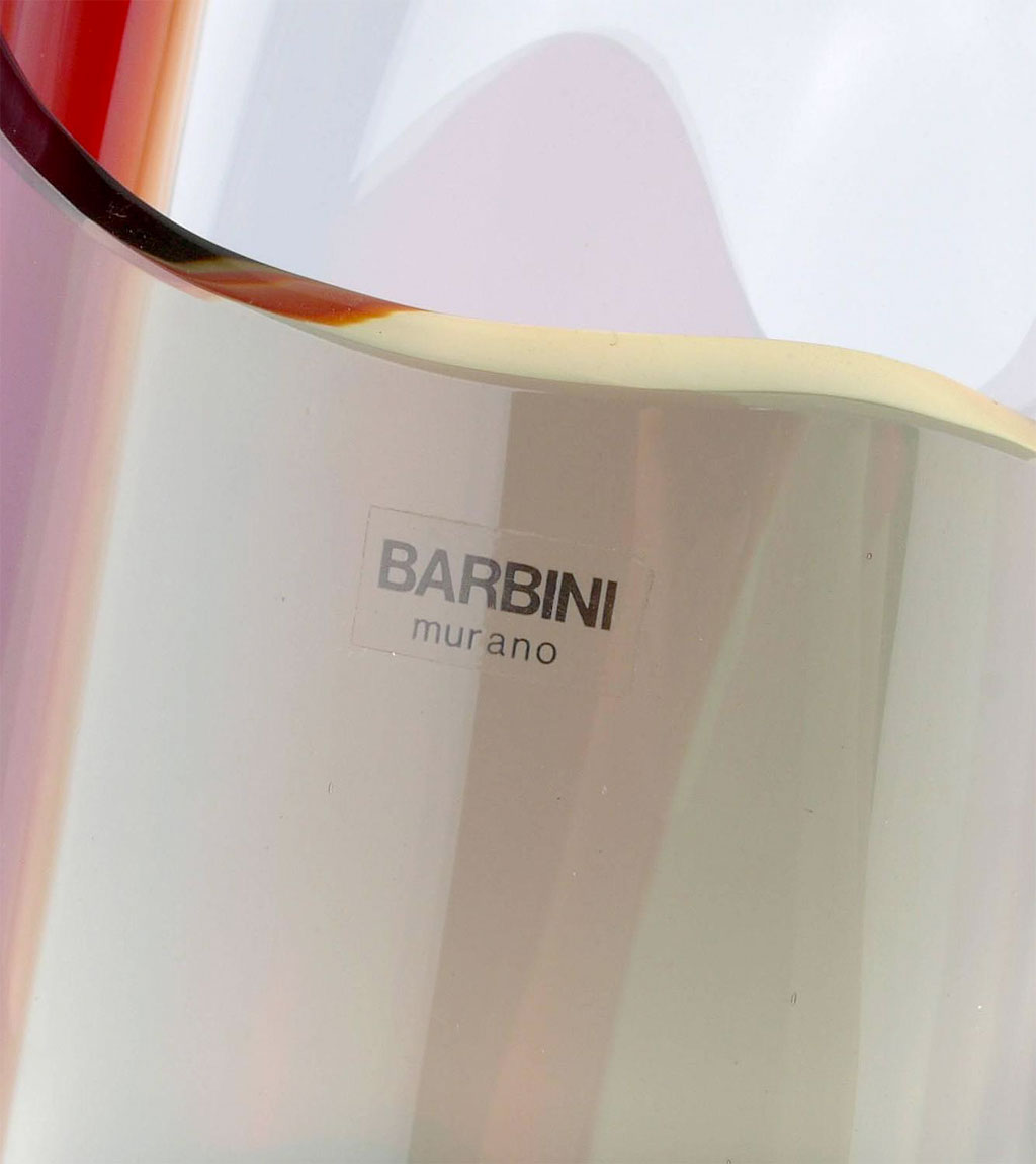 ヴェネチアガラス アルフレッド・バルビーニ 花瓶 レッド ( Venetian Glass Alfredo Barbini Handblown Murano Glass Vase )
