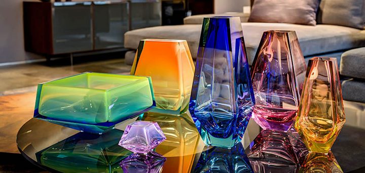 ボヘミアガラス モーゼル 花瓶 シティ 3248 - 3253 ( Bohemian Glass Moser Vase City 3248 - 3253, hand cut underlay collection )