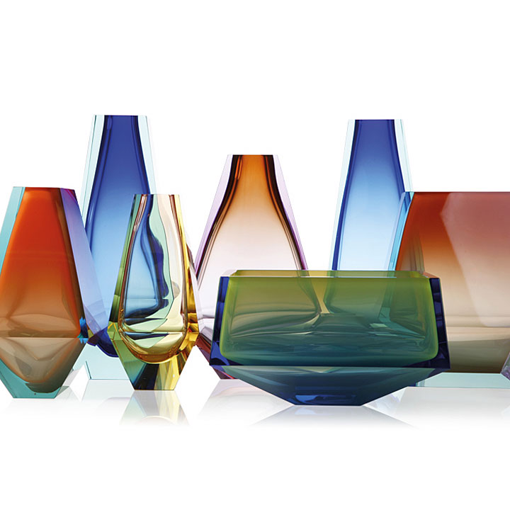 ボヘミアガラス モーゼル 花瓶 シティ 3248 - 3253 ( Bohemian Glass Moser Vase City 3248 - 3253, hand cut underlay collection )