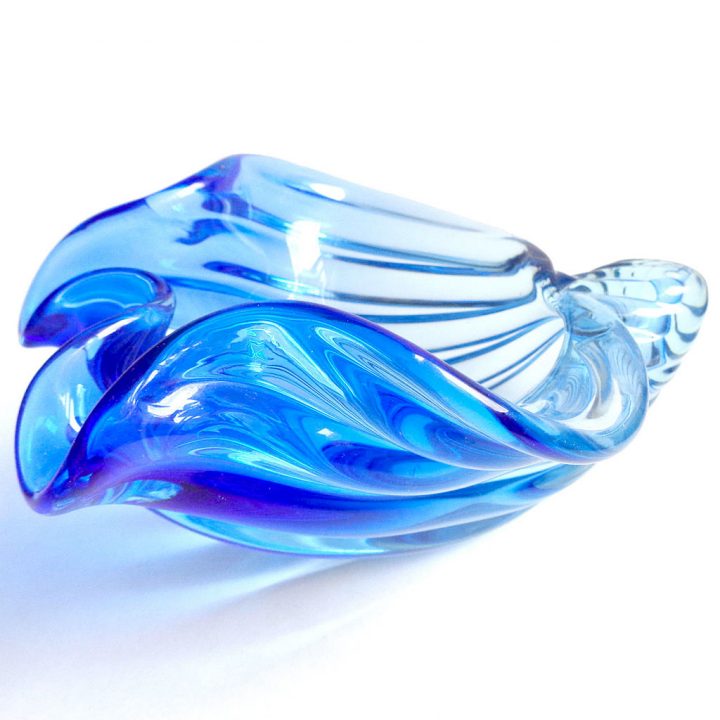ヴェネチアガラス アルフレッド・バルビーニ 貝殻のボウル ( Venetian Glass Alfredo Barbini Cobalt Blue Seashell Sculptures Bowls )