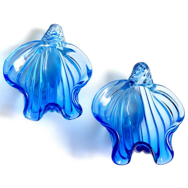 ヴェネチアガラス アルフレッド・バルビーニ 貝殻のボウル ( Venetian Glass Alfredo Barbini Cobalt Blue Seashell Sculptures Bowls )