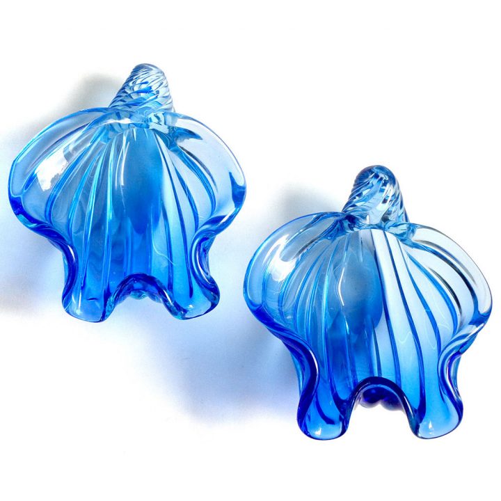 ヴェネチアガラス アルフレッド・バルビーニ 貝殻のボウル ( Venetian Glass Alfredo Barbini Cobalt Blue Seashell Sculptures Bowls )