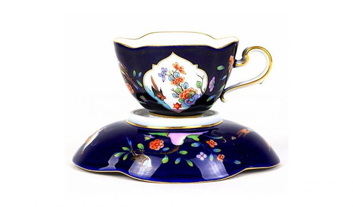 マイセン カップ＆ソーサー 柿右衛門 岩と花鳥紋 フルコバルト 四葉 ( Meissen Cup & Saucer Kakiemon Rock and Fower Bird Crest )