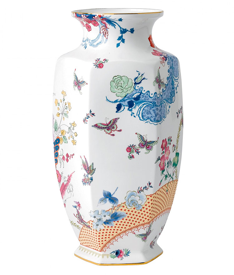 ウェッジウッド バタフライ ブルーム ファセット 花瓶 ( Wedgwood Butterfly Bloom 19.3in Faceted Vase )