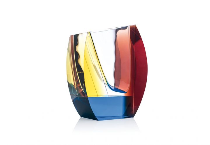 ボヘミアガラス モーゼル 花瓶 モンドリアン 3374 ( Bohemian Glass Moser Mondrian 3374, Hand Cut Vase )