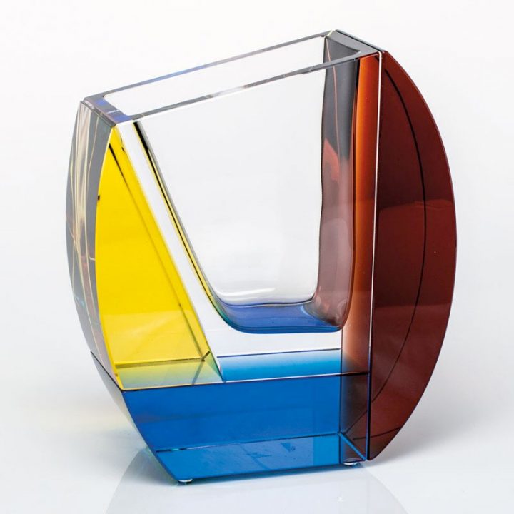 ボヘミアガラス モーゼル 花瓶 モンドリアン 3374 ( Bohemian Glass Moser Mondrian 3374, Hand Cut Vase )