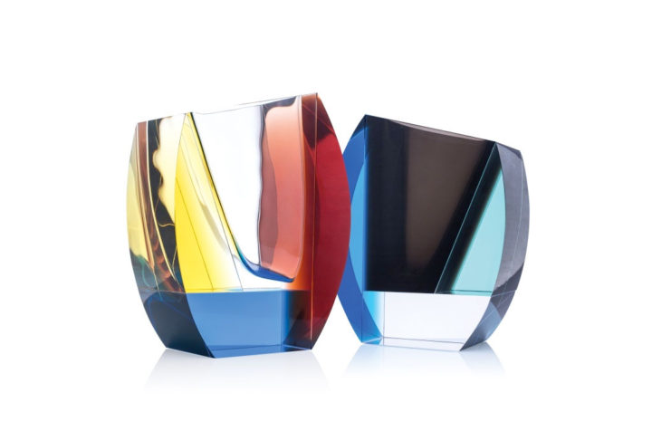 ボヘミアガラス モーゼル 花瓶 モンドリアン 3374 ( Bohemian Glass Moser Mondrian 3374, Hand Cut Vase )