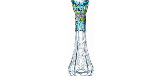 ボヘミアガラス ラスカ ブルーラスターローズ 一輪挿 ( Bohemian Glass Laska Blue Luster Rose Vase For One Flower )