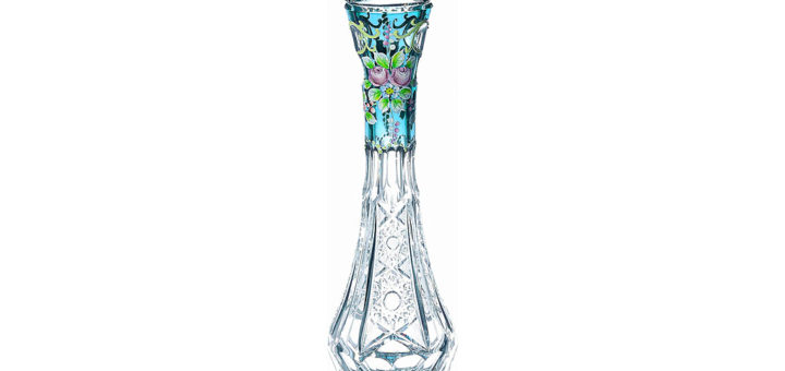 ボヘミアガラス ラスカ ブルーラスターローズ 一輪挿 ( Bohemian Glass Laska Blue Luster Rose Vase For One Flower )