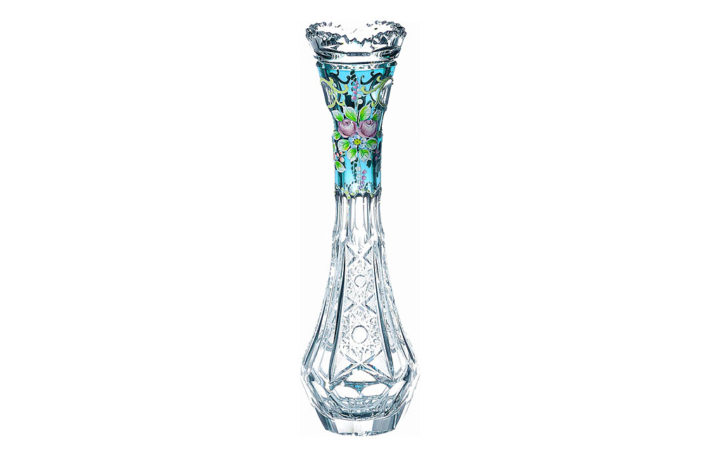 ボヘミアガラス ラスカ ブルーラスターローズ 一輪挿 ( Bohemian Glass Laska Blue Luster Rose Vase For One Flower )