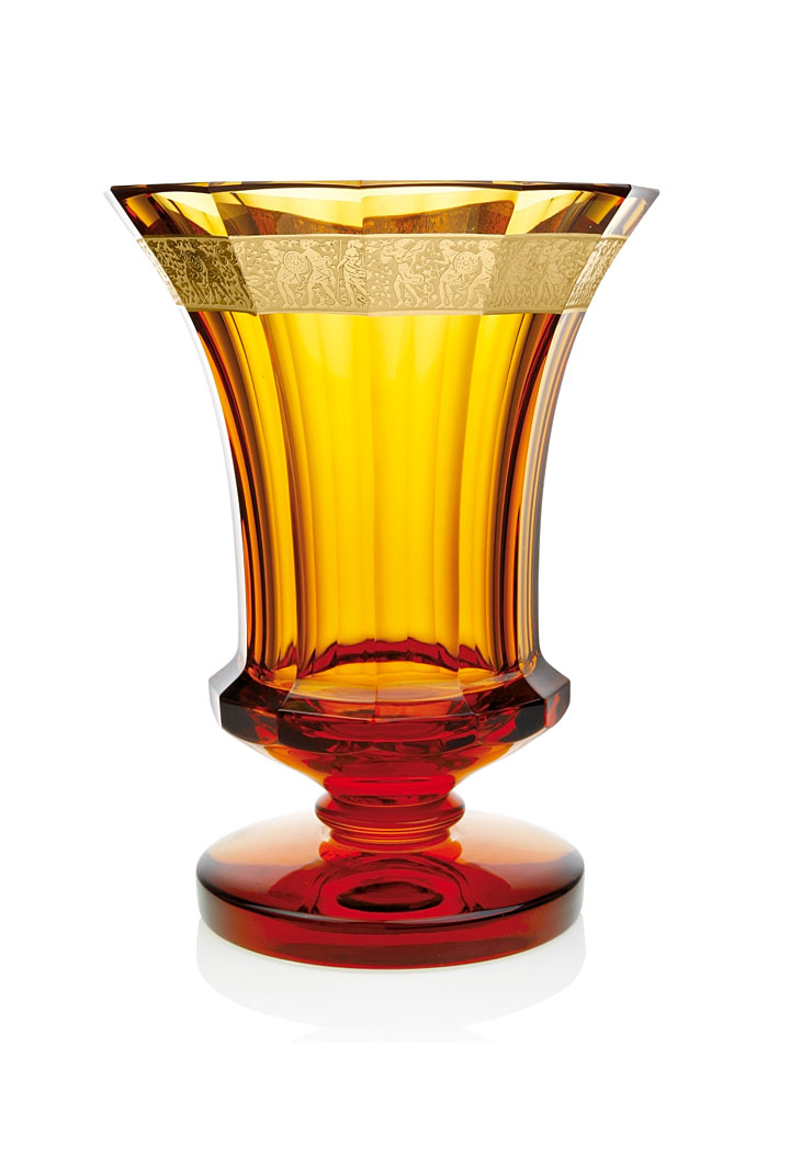 ボヘミアガラス モーゼル 花瓶 グロリア 628 トパーズ ( Bohemian Glass Moser Gloria 628, Hand Cut and Gilded Vase, Topaz )