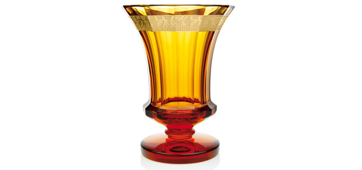 ボヘミアガラス モーゼル 花瓶 グロリア 628 トパーズ ( Bohemian Glass Moser Gloria 628, Hand Cut and Gilded Vase, Topaz )